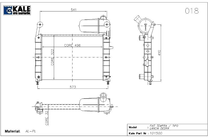 0108112AL-1.jpg RADYATÖR TEMPRA 1.6 S-SX-SXA 2 SIRA AL+PL SİSTEM BİDONLU (496x322*32) (1 AD ) - Görsel 1