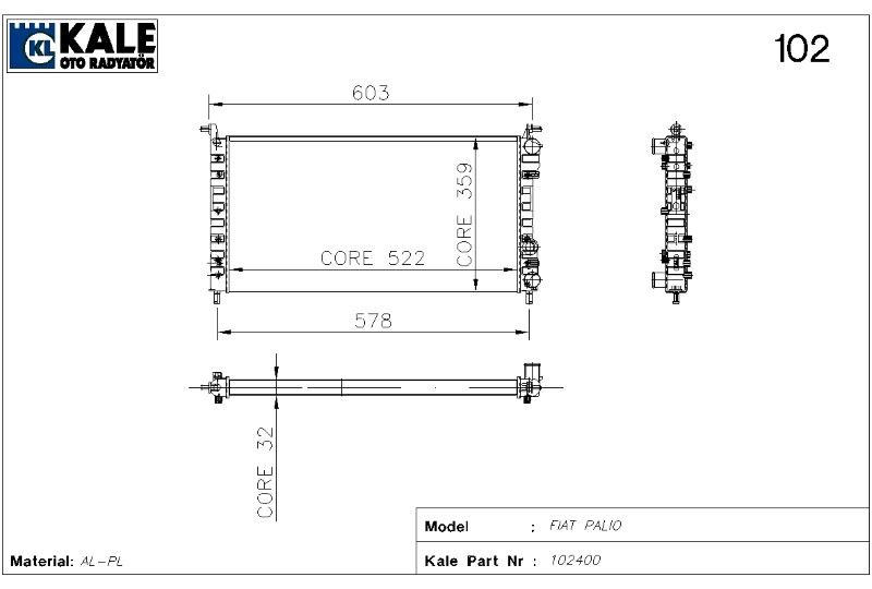 0126222AL-1.jpg RADYATÖR FIAT PALIO 1.4 1.2 CC 2 SIRA AL+PL SİSTEM (1 AD ) - Görsel 1
