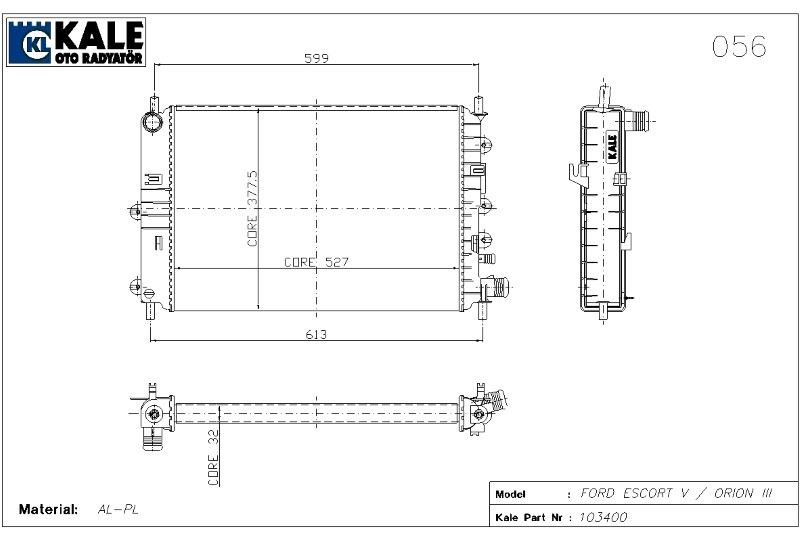 0210172AL-1.jpg RADYATÖR FORD ESCORT CL 2 SIRA AL+PL SİSTEM (1 AD ) - Görsel 1