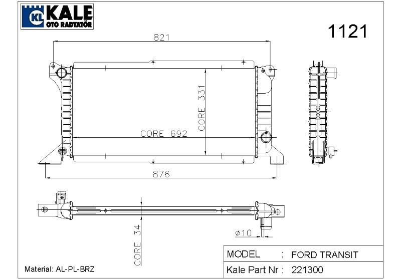 0220251AB-1.jpg RADYATÖR FORD TRANSIT T15/19 YM. TURBO 1 SIRA ALÜMİNYUM UZUN BRAZİNG SİSTEM (1 AD ) - Görsel 1