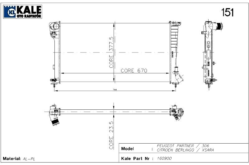 0403032AL-1.jpg RADYATÖR PEUGEOT PARTNER P306 CITROEN BERLINGO XSARA 2 SIRA AL+PL SİSTEM (1 AD ) - Görsel 1