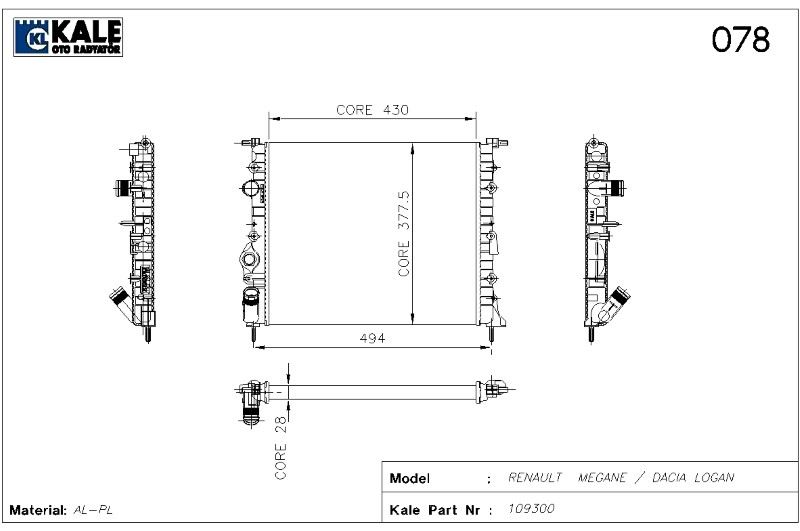 0514172AL-1.jpg RADYATÖR RENAULT MEGANE 1.6 RTA/RTE 2 SIRA AL+PL SİSTEM (28mm) (1 AD ) - Görsel 1