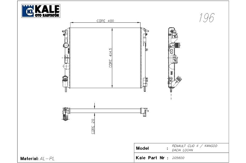 0528292AL-1.jpg RADYATÖR RENAULT CLIO II/KANGOO DACIA LOGAN 1.5DCI 1.2İ 16V 2 SIRA AL+PL KLİMALI MÜŞÜRSÜZ (1 AD ) - Görsel 1