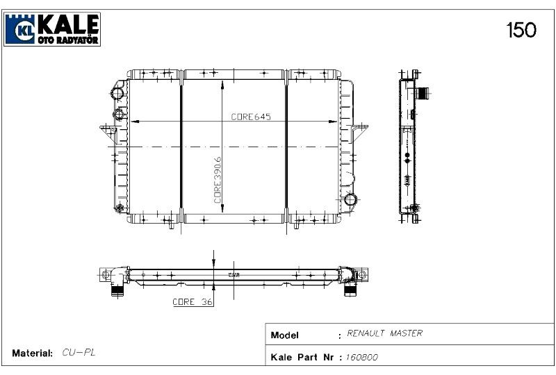 0542422PA-1.jpg BAKIR RADYATÖR RENAULT MASTER 2.0/2.5 TDİ 2 SIRA CU+PL SİSTEM (1 AD ) - Görsel 1