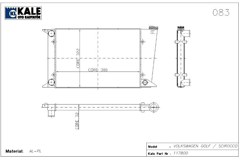 2022072AL-1.jpg RADYATÖR VW-GOLF JETTA 2 SIRA AL+PL SİSTEM (1 AD ) - Görsel 1