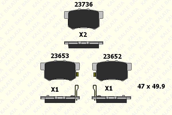 23652-A00-00-KD13-1.jpg FREN BALATA ARKA HONDA ACCORD VII, CIVIC VII, CR-V II, FR-V, (1 TK ) - Görsel 1