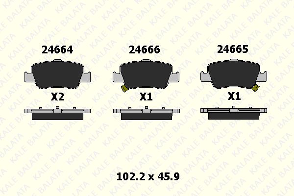 24664-A00-01-KD13-1.jpg FREN BALATA ARKA TOYOTA AURİS, AURİS TOURİNG SPORTS, COROLLA SEDAN (1 TK ) - Görsel 1