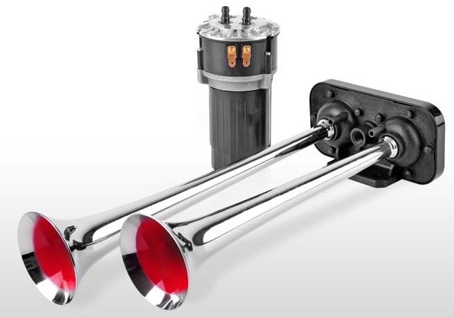 85KH12.000.02K-1.jpg 12V 2 BORULU KROM KOMPROSÖRLÜ KORNA FALA FALA (1 AD ) - Görsel 1