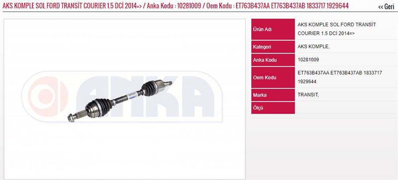 ANKA-1028-1009-1.jpg AKS KOMPLE SOL FORD TRANSIT COURIER 1.5DCI 14- (1 AD ) - Görsel 1