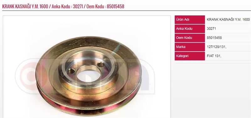 ANKA-30271-1.jpg KRANK KASNAĞI Y.M. FIAT M131 - 1600 (1 AD ) - Görsel 1