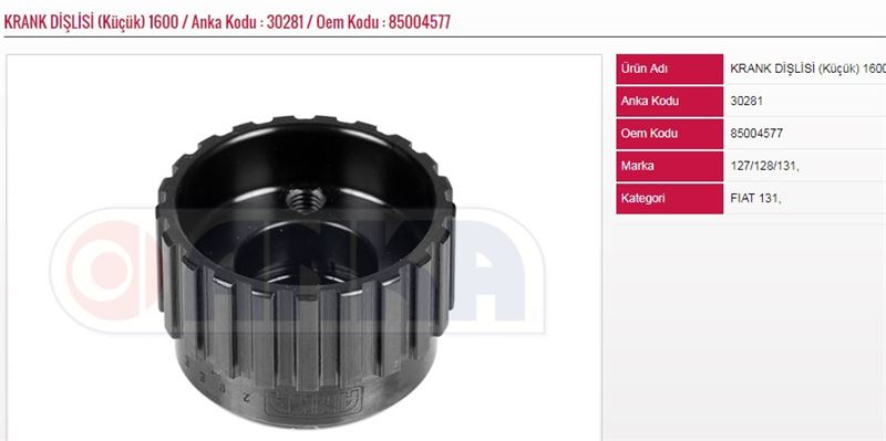 ANKA-30281-1.jpg KRANK DİŞLİSİ (KÜÇÜK) FIAT M131 - 1600 (1 AD ) - Görsel 1