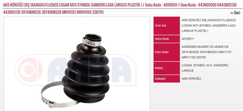 ANKA-4010-5011-1.jpg AKS KÖRÜĞÜ DIŞ PLASTİK RENAULT FLUENCE KANGOO DACIA LOGAN MCV SANDERO LARGUS (1 AD ) - Görsel 1