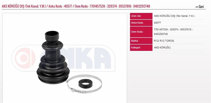 ANKA-40577-1.jpg AKS KÖRÜĞÜ DIŞ (TEK KANAL, Y.M.) RENAULT R12 (1 AD ) - Görsel 1