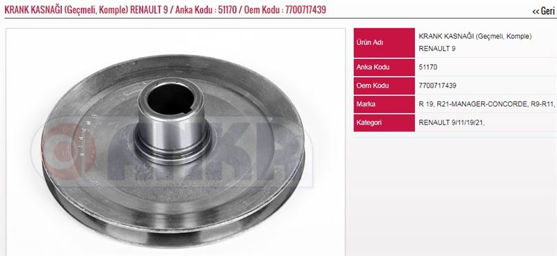 ANKA-51170-1.jpg KRANK KASNAĞI (GEÇMELİ, KOMPLE) RENAULT R9 (1 AD ) - Görsel 1