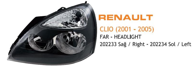 AYF.202234-1.jpg FAR SOL RENAULT CLIO SİYAH 2001-2005 (1 AD ) - Görsel 1
