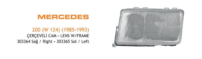 AYF.303365-1.jpg ÇERÇEVELİ CAM SOL MERCEDES 200 (W 124) (1985-1993) (1 AD ) - Görsel 1