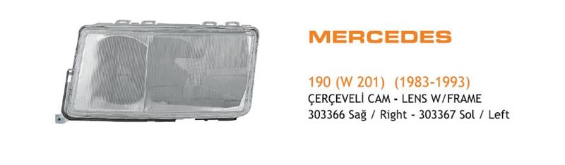 AYF.303367-1.jpg ÇERÇEVELİ CAM SOL MERCEDES 190 (W 201) (1983-1993) (1 AD ) - Görsel 1