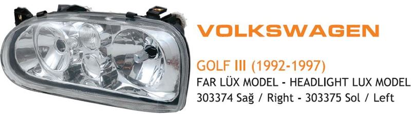AYF.303375-1.jpg FAR VW GOLF III LUX MODEL SOL (92-97) (1 AD ) - Görsel 1