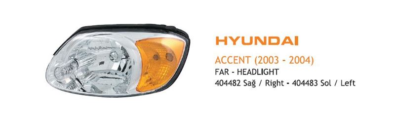 AYF.404482-1.jpg FAR SAĞ MOTORSUZ HYUNDAI ACCENT (2003-04) SARI SİNYALLİ (1 AD ) - Görsel 1