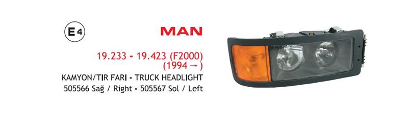 AYF.505566-1.jpg FAR SAĞ MAN 19.233-19.423 (F2000) KAMYON/TIR (1994>) E4 E-BELGELİ (1 AD ) - Görsel 1