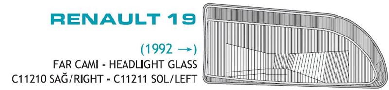 AYF.C11210-1.jpg FAR CAMI RENAULT R19 SAĞ 1992 SONRASI (1 AD ) - Görsel 1