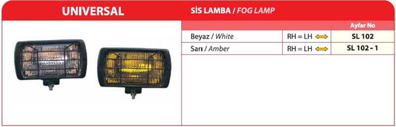 AYF.SL102-2.jpg SİS LAMBASI HALOJEN BEYAZ (1 AD ) - Görsel 1