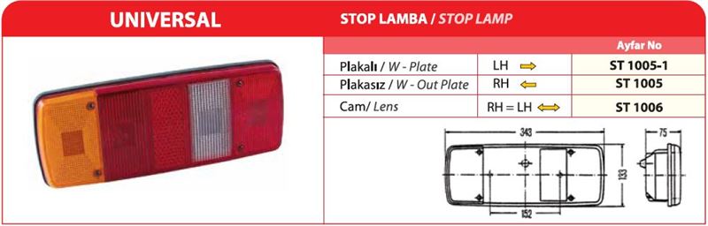 AYF.ST1005-2.jpg ÜNİVERSAL STOP LAMBASI PLAKALI (1 AD ) - Görsel 1