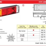 ÜNİVERSAL STOP LAMBASI PLAKALI ( ALTTAN AMP SOKETLİ) (1 AD )