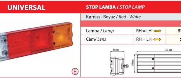 MERCEDES KAMYONET-MİNİBÜS STOP LAMBASI KIRMIZI-BEYAZ (1 AD )