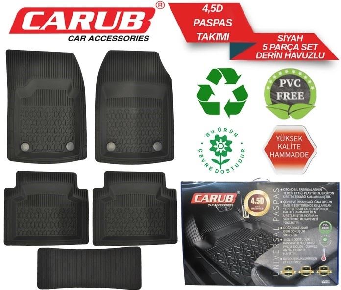 BR5009010-1.jpg CARUB PASPAS 4.5D DERİN HAVUZLU LÜX 5PCS SİYAH KUTULU (1 TK ) - Görsel 1