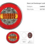 12V NEON LED HAMBURGER STOP LAMBASI 4 FONKSİYONLU ( Stop , Park, Geri, Sinyal ) (1 AD )
