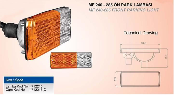 CR.712215-C-1.jpg PARK LAMBA CAMI MF 240-285 (1 AD ) - Görsel 1