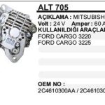 ALTERNATÖR 24V 60 A FORD KARGO 3225 / 3227 MITSUBISHI TİP (1 AD )