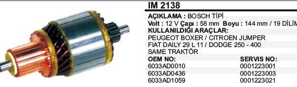KOLLEKTÖR 12V 14 DİŞ BOSCH010 PEUGEOT BOXER / JUMPER /DODGE 250 - 400 SAME TRAKTÖR BOSCH TİP (1 AD )