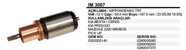 DD-IM3067-1.jpg KOLLEKTÖR 12V 19 DİŞ KIA BESTA/CERES-MAZDA E2200 NIPPONDENSO TİP (1 AD ) - Görsel 1