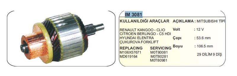 DD-IM3081-1.jpg KOLLEKTÖR 12V 9 DİŞ RENAULT CLIO-KANGO-CITR-BERLINGO-C5 HDI -HYUNDAI ELANTRA DİZEL MITSUBISHI TİP (1 AD ) - Görsel 1