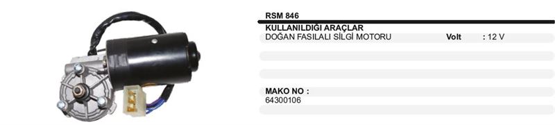 DD-RSM846-1.jpg SİLECEK MOTORU 12V FIAT DOĞAN FASILALI MAKO 64300106 131 DKŞ SOMUNLU (1 AD ) - Görsel 1