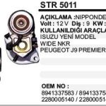 MARŞ MOTORU 9 DİŞ 12V ISUZU Y.M. WIDE NKR NIPPONDENSO TİP (1 AD )