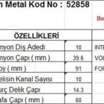 MARŞ DİŞLİSİ 10 DİŞ 10 KANAL BOSCH TİPİ INTER 1800 VOLVO KAMYON FORD CARGO D1211 KAMYON TAM FREZE TAM FR. DS=10 DKÇ=40 BOY=91 KS=10 BDÇ=14,3 GÇ=60 (1 AD )