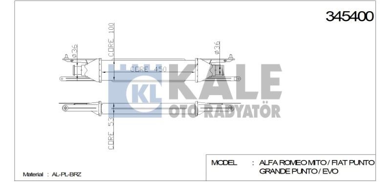 KL345400-1.jpg TURBO RADYATÖRÜ (INTERCOOLER) FIAT PUNTO PUNTO EVO GRANDE PUNTO (450X97X52) AL/PL/BRZ (1 AD ) - Görsel 1