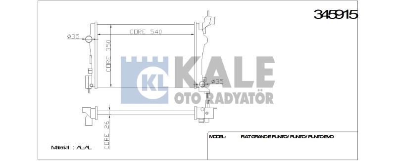 KL345915-1.jpg RADYATÖR FIAT GRANDE PUNTO / PUNTO / PUNTO EVO AL/PL/BRZ (1 AD ) - Görsel 1