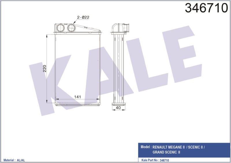 KL346710-1.jpg KALORİFER RADYATÖRÜ BRAZING RENAULT MEGANE II /SCENIC II/GRAND SCENIC II (1 AD ) - Görsel 1