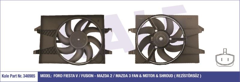 KL346985-1.jpg FAN MOTORU DAVLUMBAZLI FORD FIESTA V/FUSION - MAZDA 2/MAZDA 3 (1 AD ) - Görsel 1