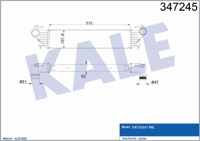 KL347245-1.jpg TURBO RADYATÖRÜ (INTERCOOLER) (INTERCOOLER) FIAT EGEA / 500L 1.3 / 1.6 MJET / 1.4 BENZINLI AL/PL/BRZ (50) (1 AD ) - Görsel 1