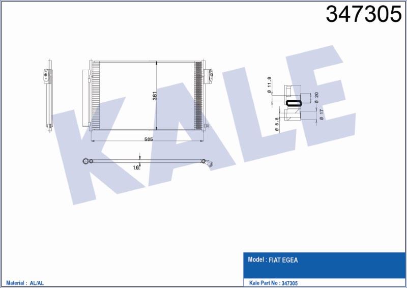 KL347305-1.jpg KLİMA RADYATÖRÜ FIAT EGEA 1.4 BENZINLI AL/PL/BRZ (1 AD ) - Görsel 1