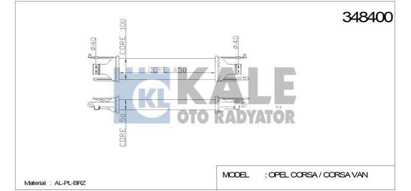 KL348400-1.jpg TURBO RADYATÖRÜ (INTERCOOLER) OPEL CORSA D 90 PS (450 X 97×52) AL/PL/BRZ (1 AD ) - Görsel 1