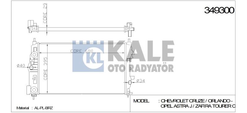 KL349300-1.jpg RADYATÖR OPEL ASTRA J ASTRA GTC J ZAFIRA TOURER C (680X397X28) AL/PL/BRZ (1 AD ) - Görsel 1