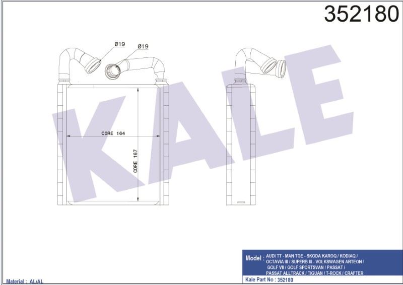 KL352180-1.jpg KALORİFER RADYATÖRÜ VW GOLF VII GOLF SPORTSVAN PASSAT PASSAT ALLTRACK TIGUAN MAN TGE- SKODA KODIAQ (1 AD ) - Görsel 1