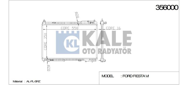KL356000-1.jpg RADYATÖR FORD FIESTA VI (350X538X16) AL/PL/BRZ (1 AD ) - Görsel 1