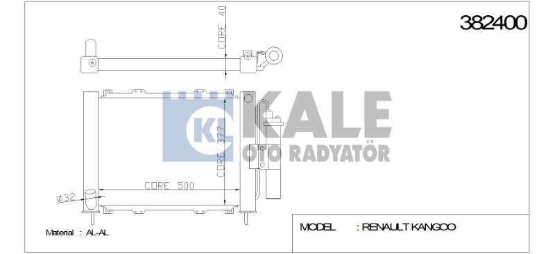 KL382400-1.jpg SU + KLİMA RADYATÖRÜ & KONDANSÖR RENAULT KANGOO 1.9 D - KC07(595*377*40) AL/AL (1 AD ) - Görsel 1